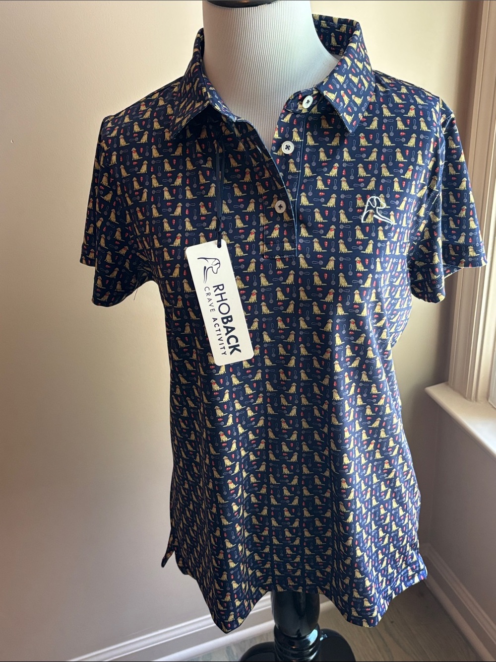 RHOBACK Women’s The Golden Polo Shirt Size Small NWT MSRP $98